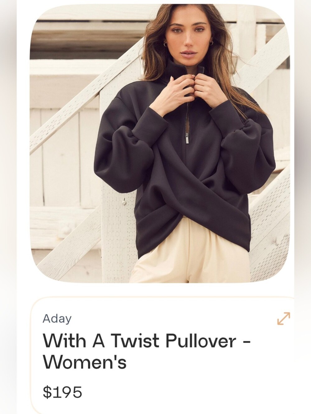 Aday with a twist pull over. Black Women's size Large